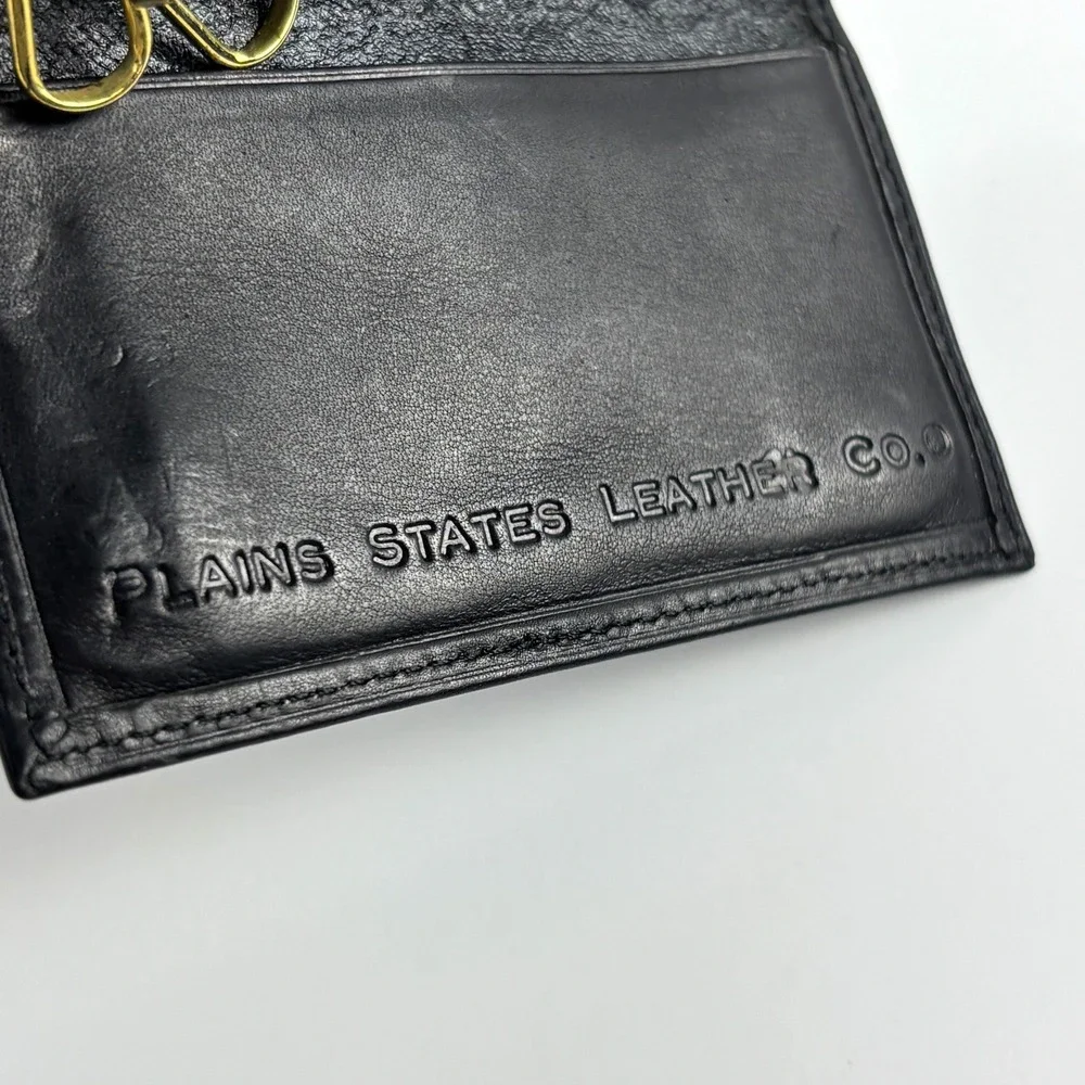 Plains States Leather Co Key Case Men OS Black 8 Hook Tri-fold Wallet Minimalist
